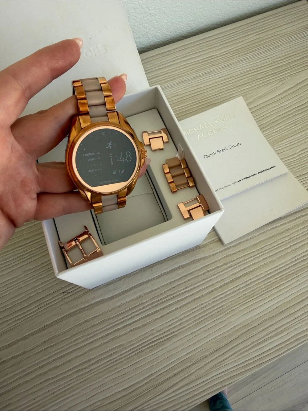 Michael Kors Rose Gold and Beige Two-Tone Smartwatch